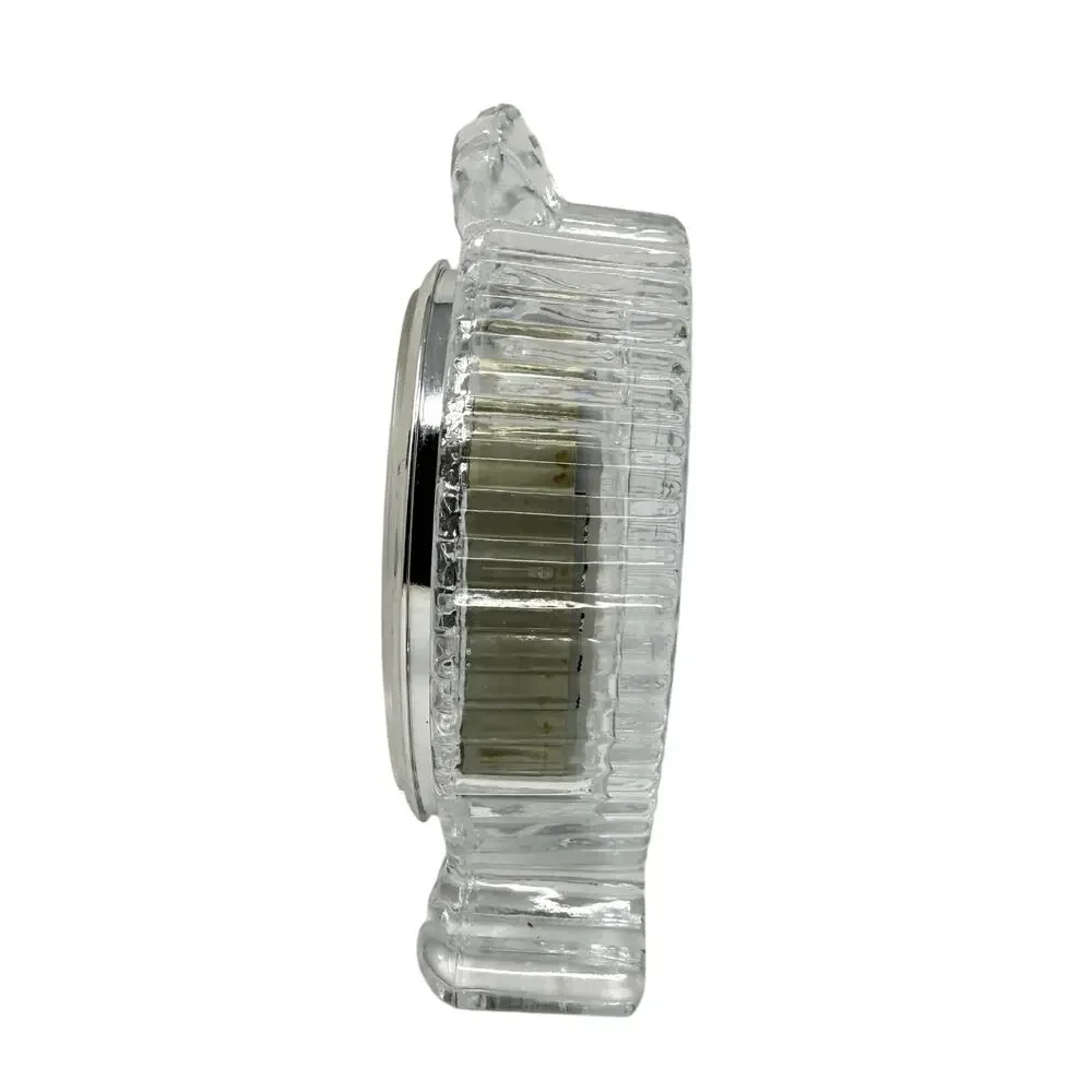 Vintage Crystal Clear 24% Lead Crystal Quartz Mantel Clock Taiwan Luxury Decor
